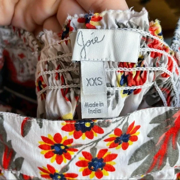 Joie cotton short sleeved floral top with puff sleeves XXS - Picture 3 of 4